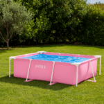 28266 Pink Rectangular Metal Frame Базен  220×150×60 cm - Image 2